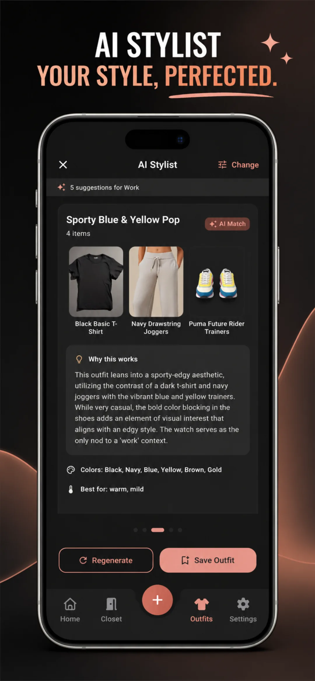 Outfii AI Stylist suggesting an outfit with reasoning